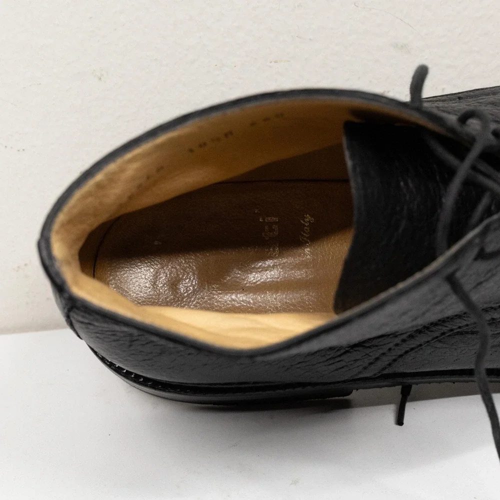 GRAVATTI Peccary Leather Lace Up Chukka Boots Italian Black 15950 Mens Sz 10.5